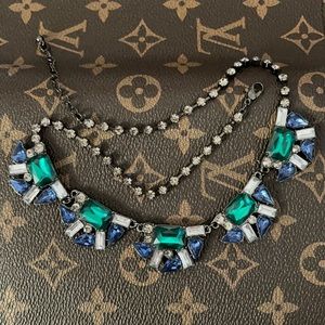 Green blue dark metal stone necklace